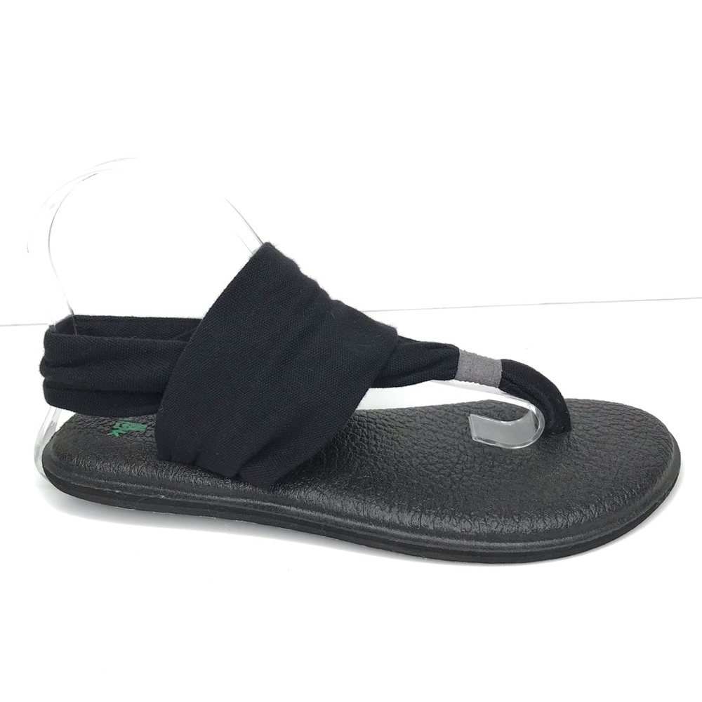 SANUK Black Yoga Sling Sandal Sz 7 Cotton Stretch